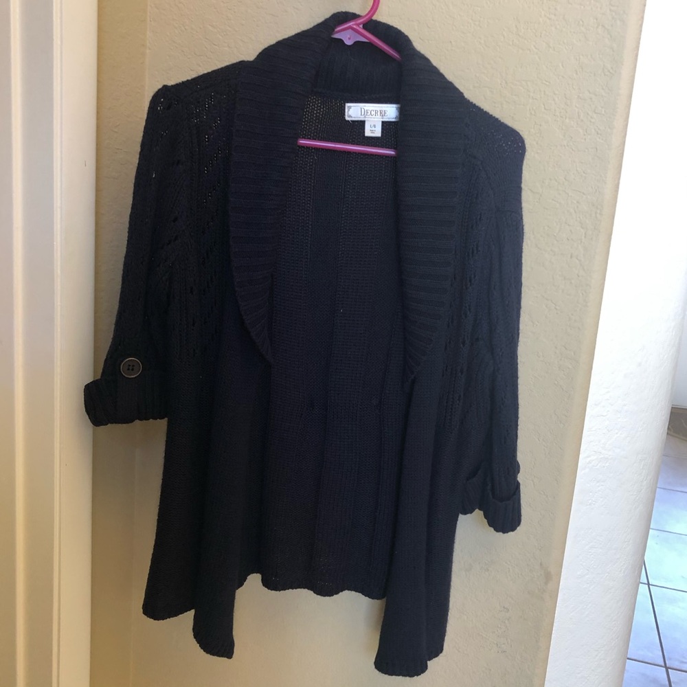 Decree navy knit 3/4 sleeve sweater
